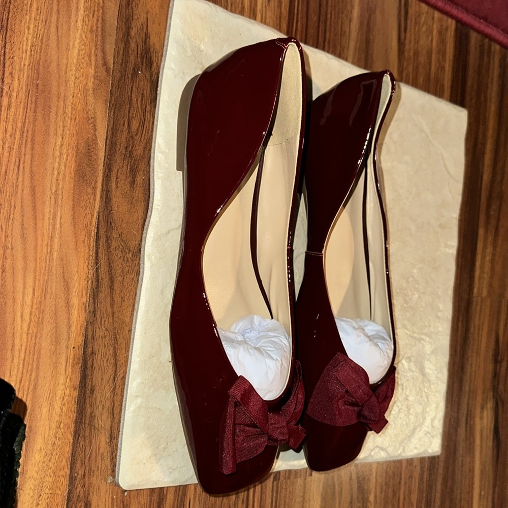 Women’s Burgundy Patent Bow Ballet Flats